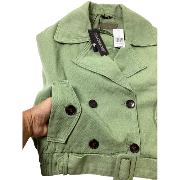 BLANKNYC Double Breasted Cropped‎ Trench Jacket Womens Olive Green S - Picture 6 of 10